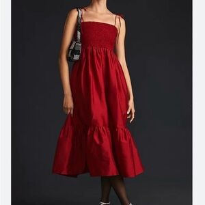 Dhruv Kapoor Elegant Red Smocked Dress